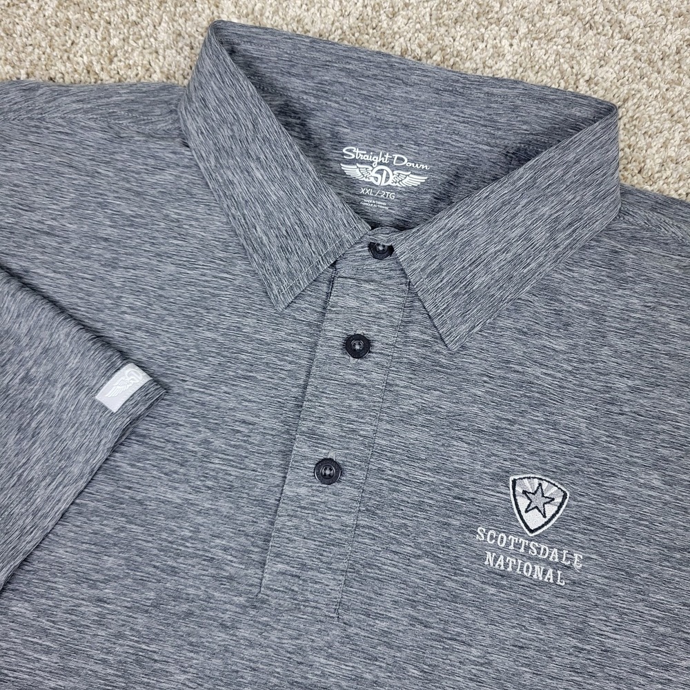 Straight Down Mens 2XL Solid Gray Performance Stretch Golf Polo Short Sleeve